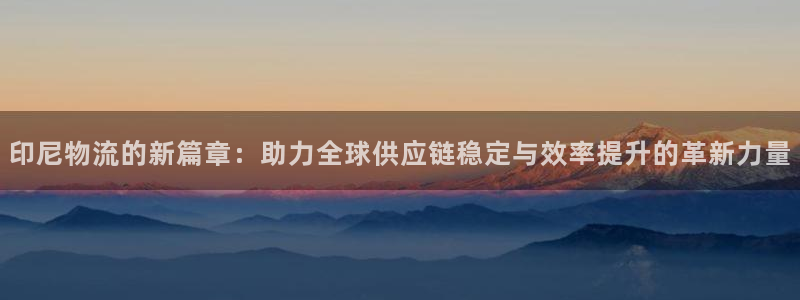多多28注册链接：印尼物流的新篇章：